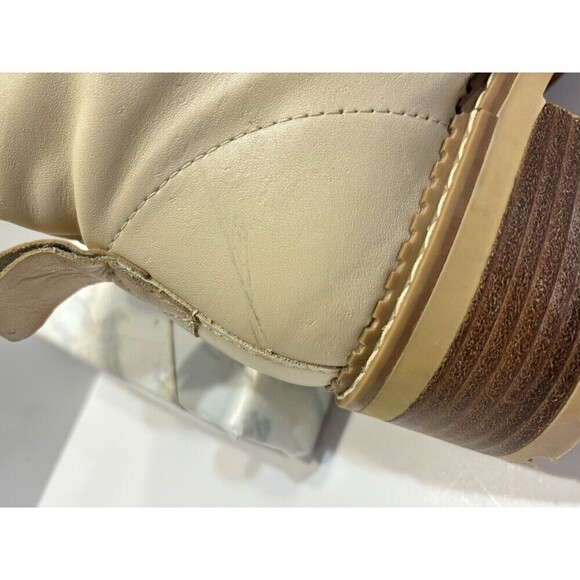 Bertuchi Combat Boots Womens Soft Leather Beige Zip Up Traction Heel Sz 9 - Picture 5 of 15